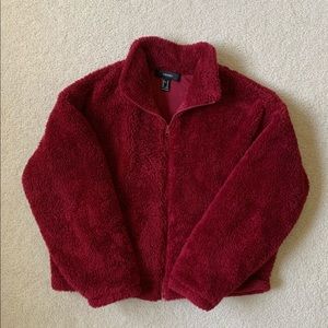 Plush mock neck zip up